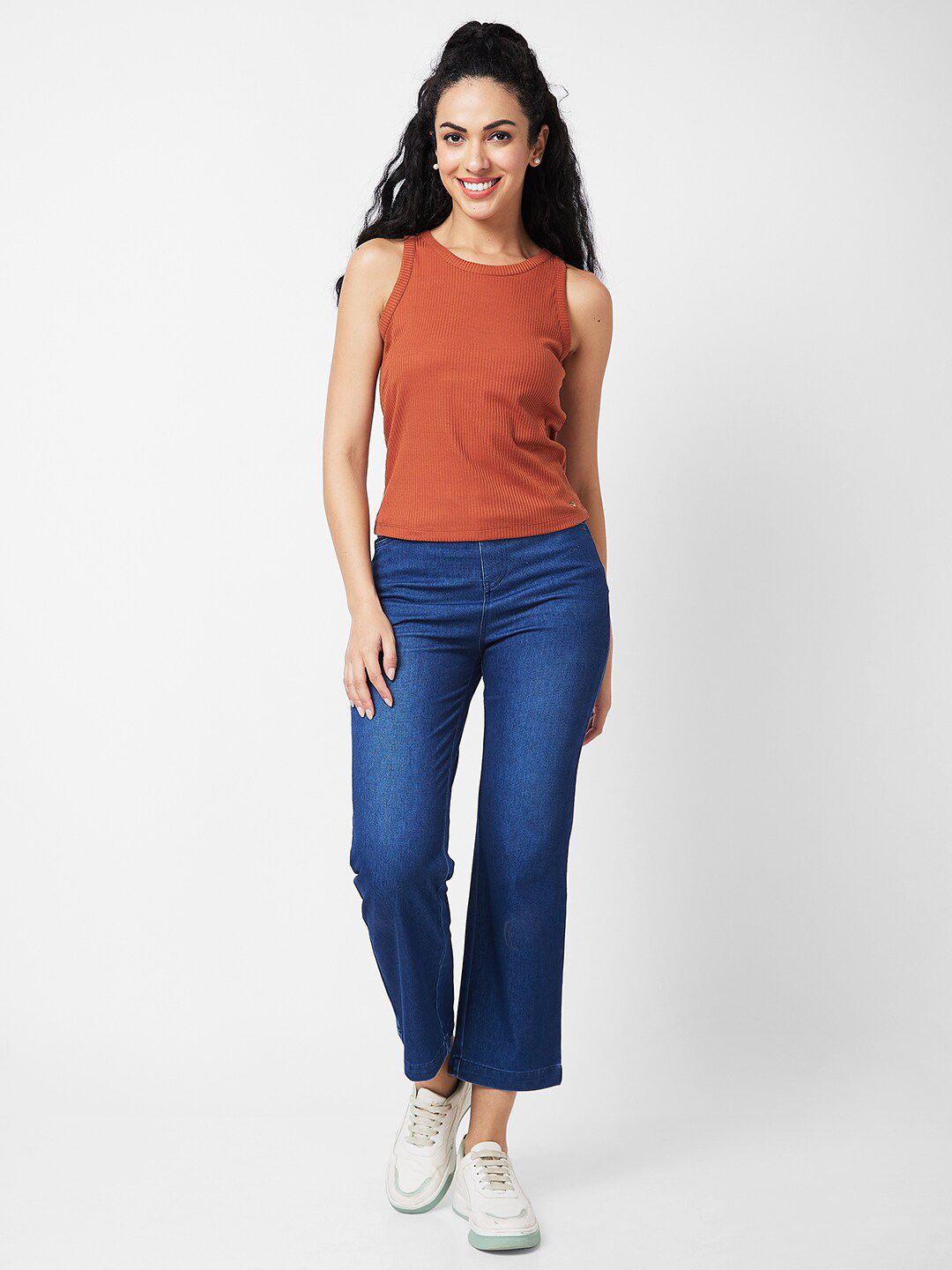 SPYKAR Round Neck Sleeveless Cotton T-shirt