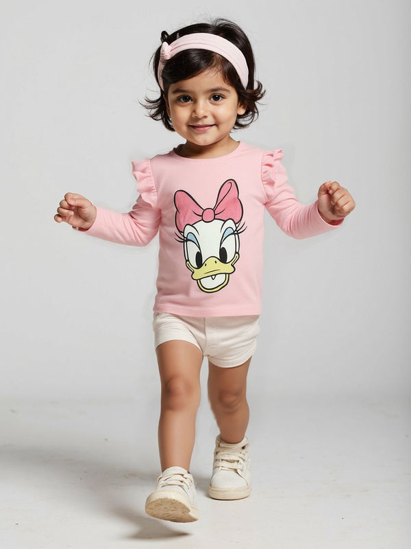 NautiNati Disney Daisy Baby Girls Pink Pure Cotton T Shirt