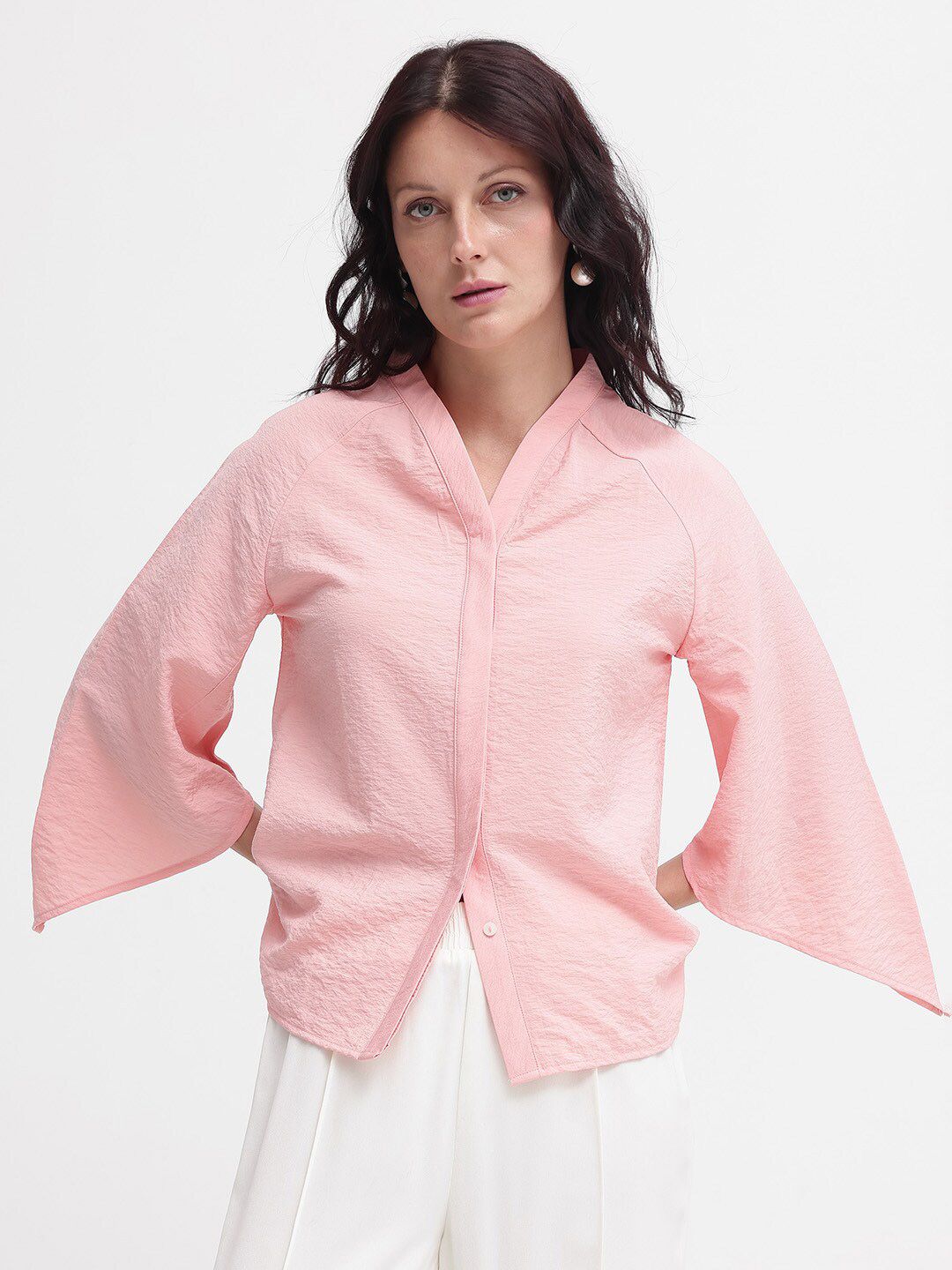 RAREISM Flared Sleeve Cotton Top