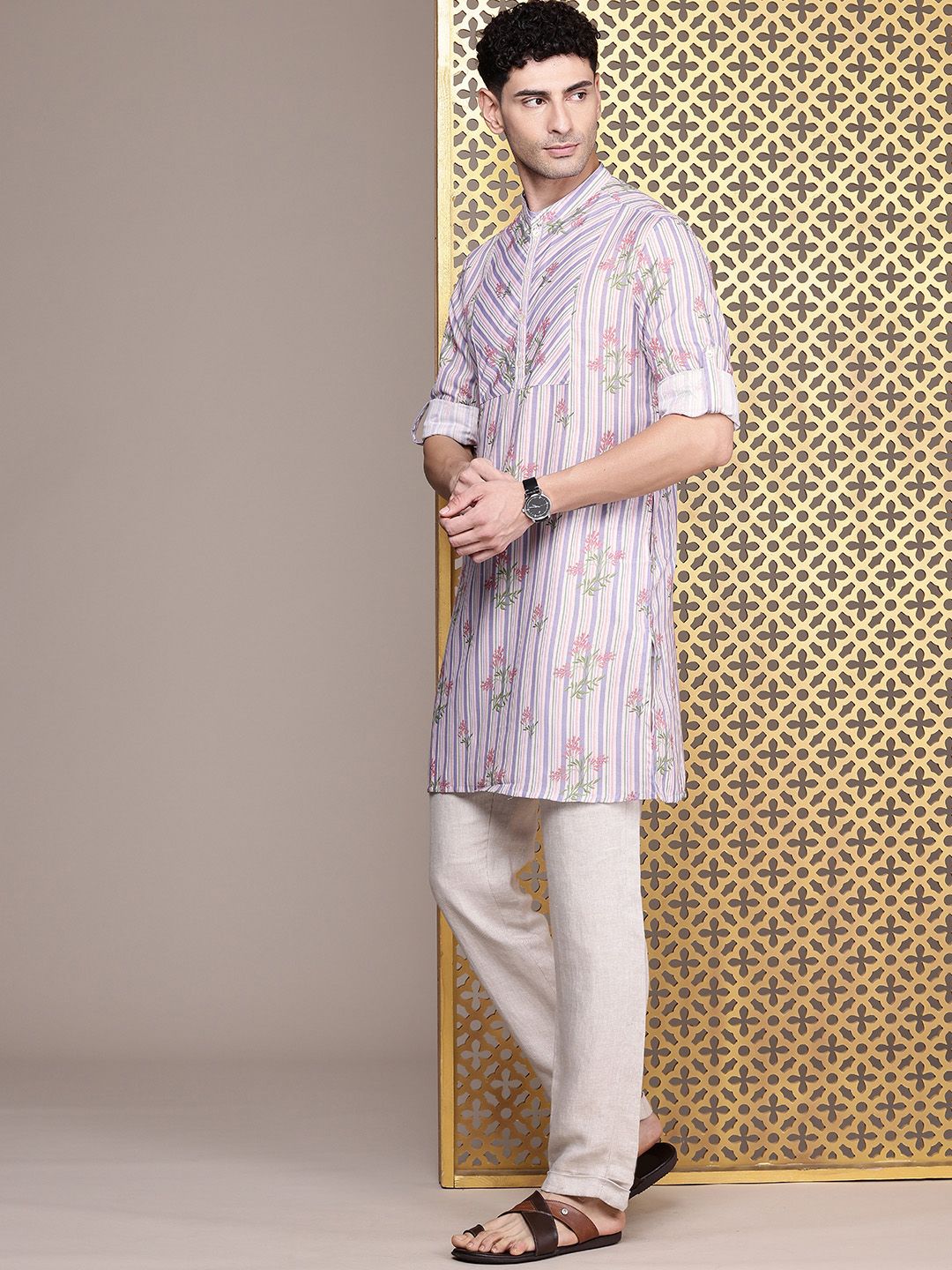 House of Pataudi Floral Printed Jashn Kurta