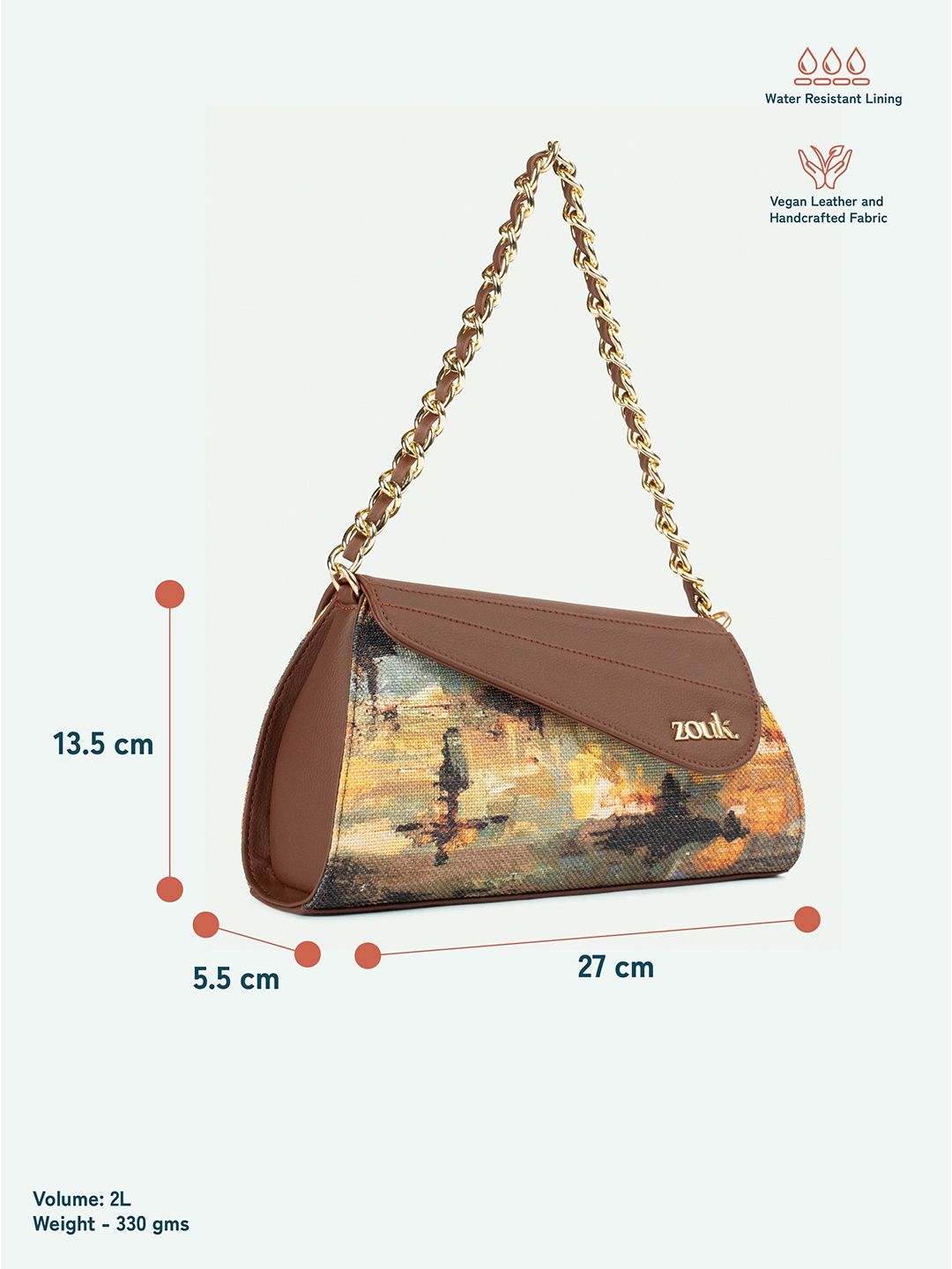 ZOUK Floral Printed Structured Sling Bag