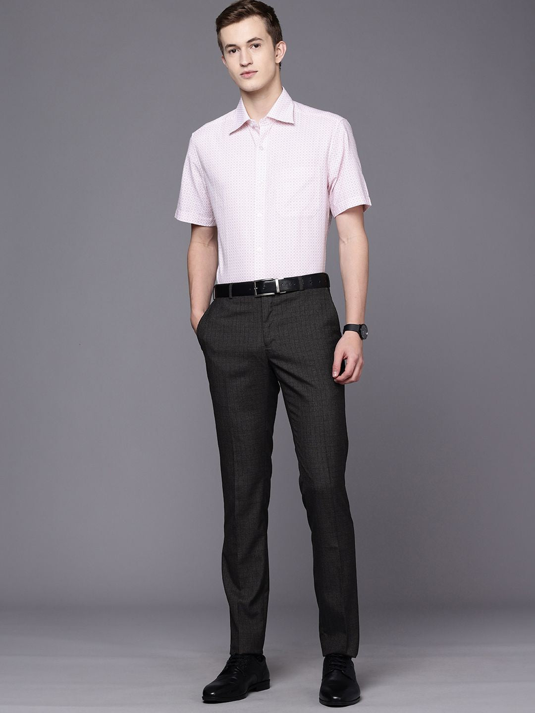 Raymond Men Checked Slim Fit Formal Trousers