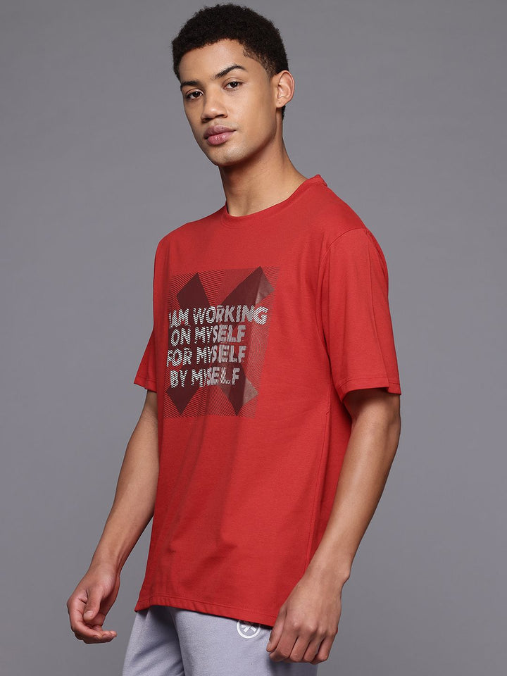 HRX by Hrithik Roshan Typography Print Drop-Shoulder Sleeves Training T-shirt