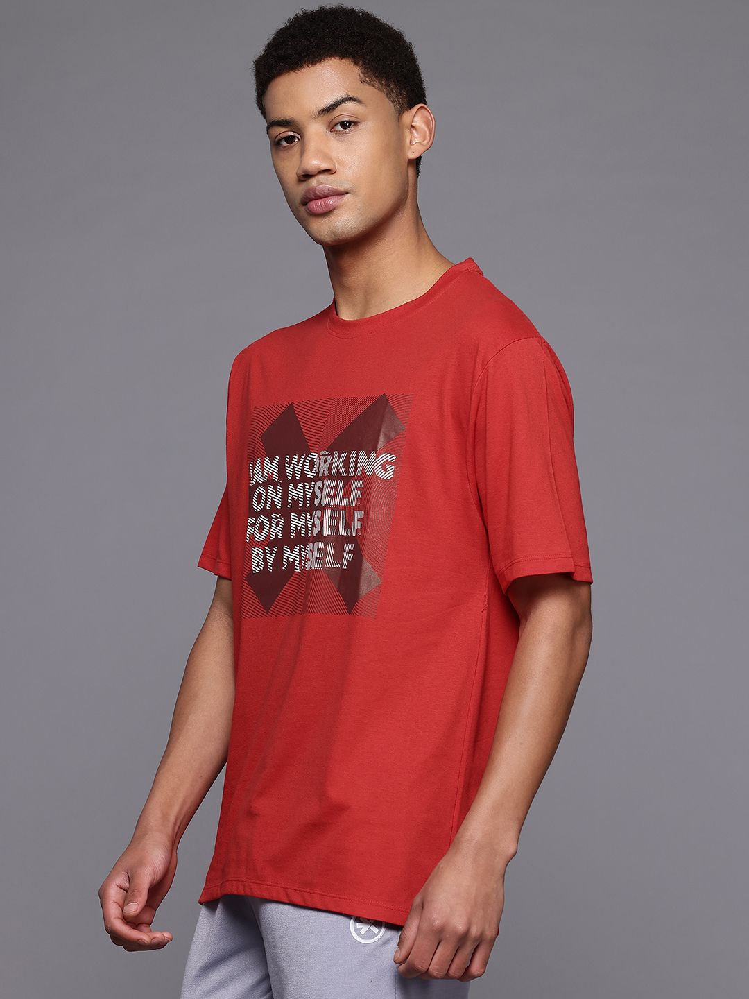 HRX by Hrithik Roshan Typography Print Drop-Shoulder Sleeves Training T-shirt