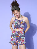 Berrylush Women Purple Floral Printed Co-Ords