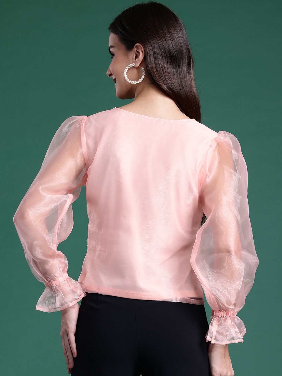 DressBerry Puff Sleeve Net Top