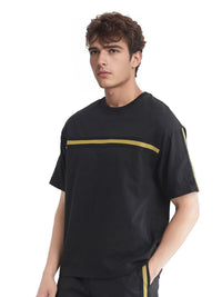 RARE RABBIT Men Striped Round Neck Cotton T-shirt