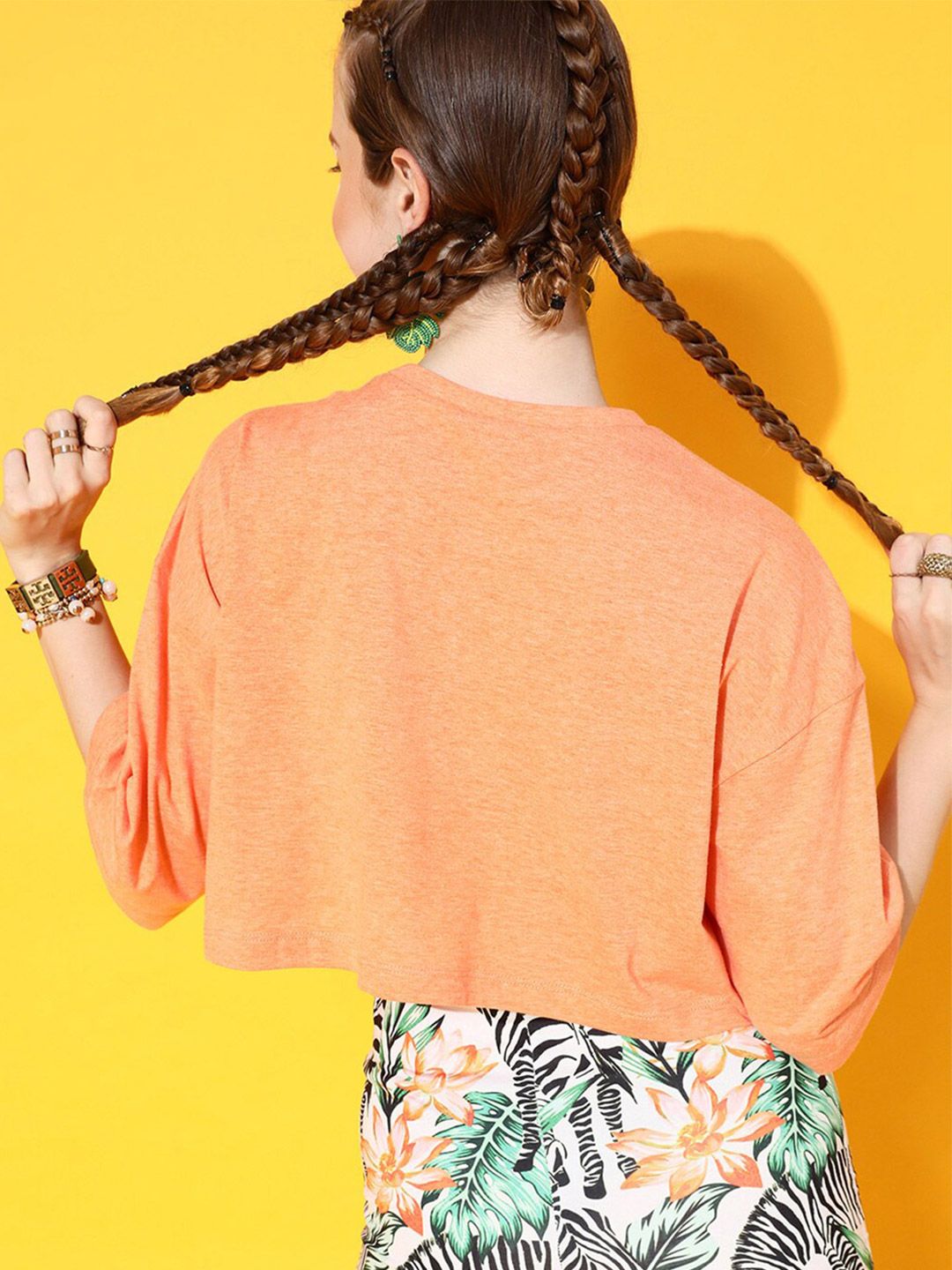 STREET 9 Women Bright Orange Solid Tshirt