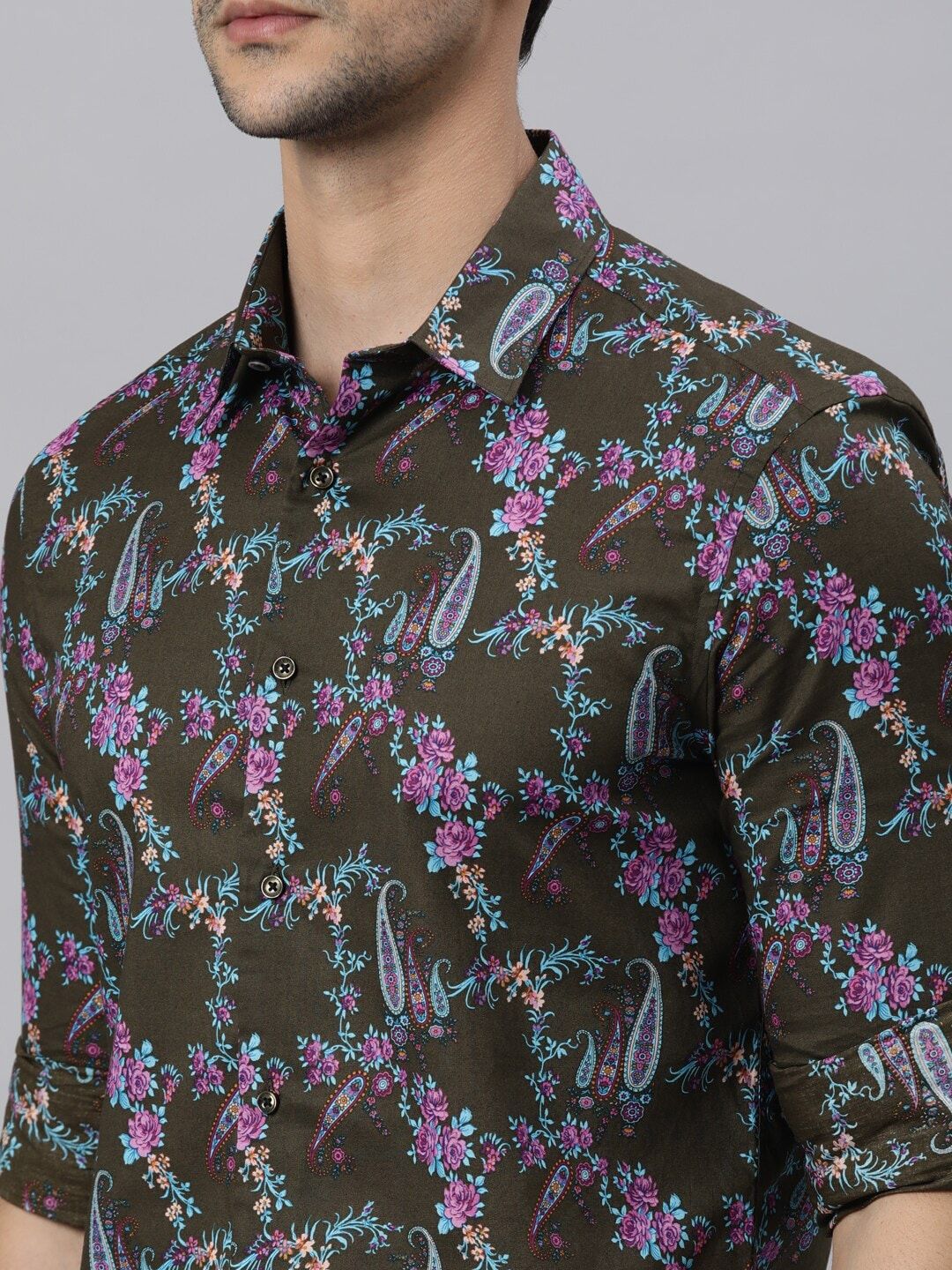RARE RABBIT Men Davos Slim Fit Opaque Printed Shirt