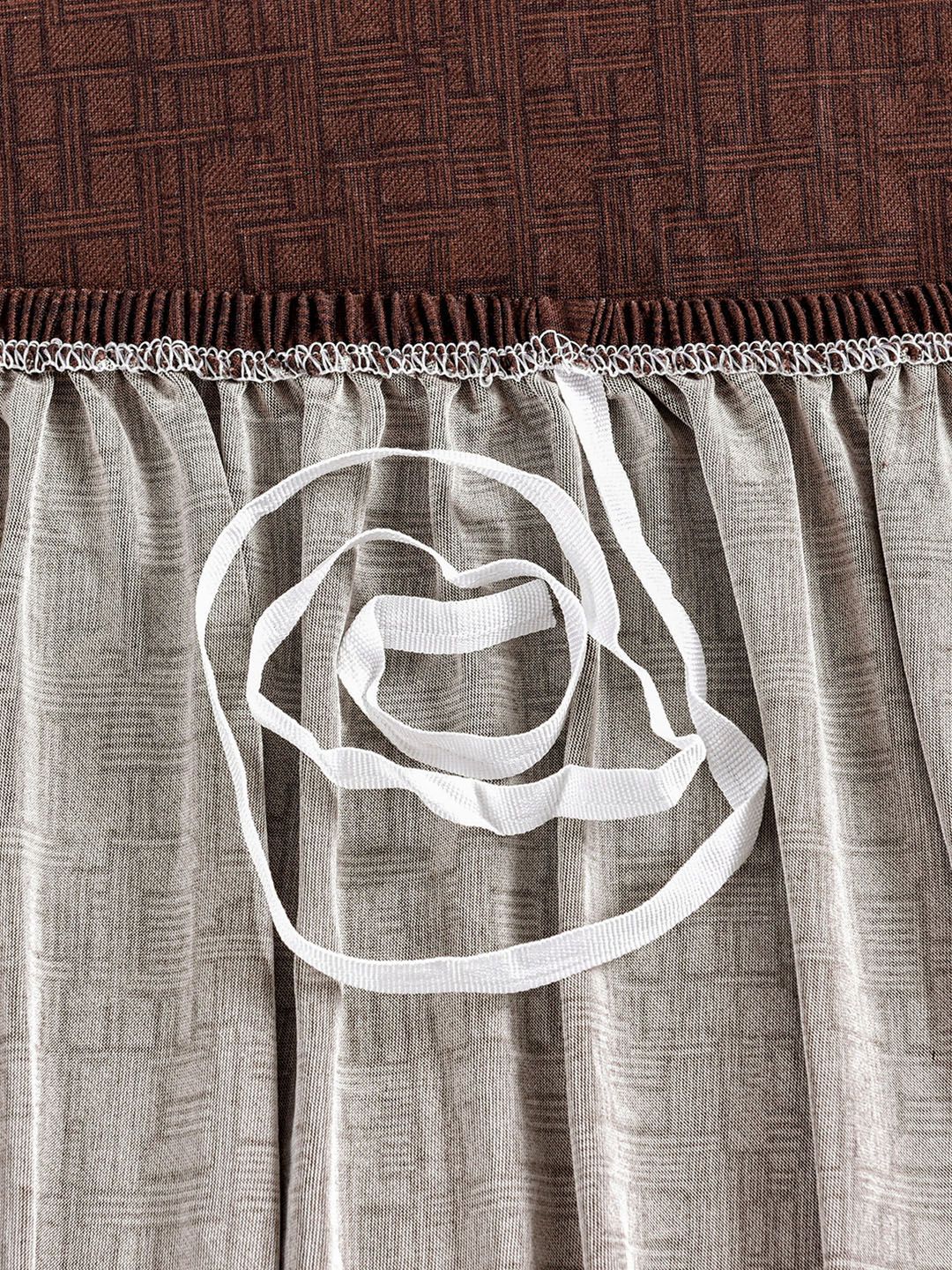 Story@home Brown Printed 1 Seater Stretchable Sofa Cover With Arms