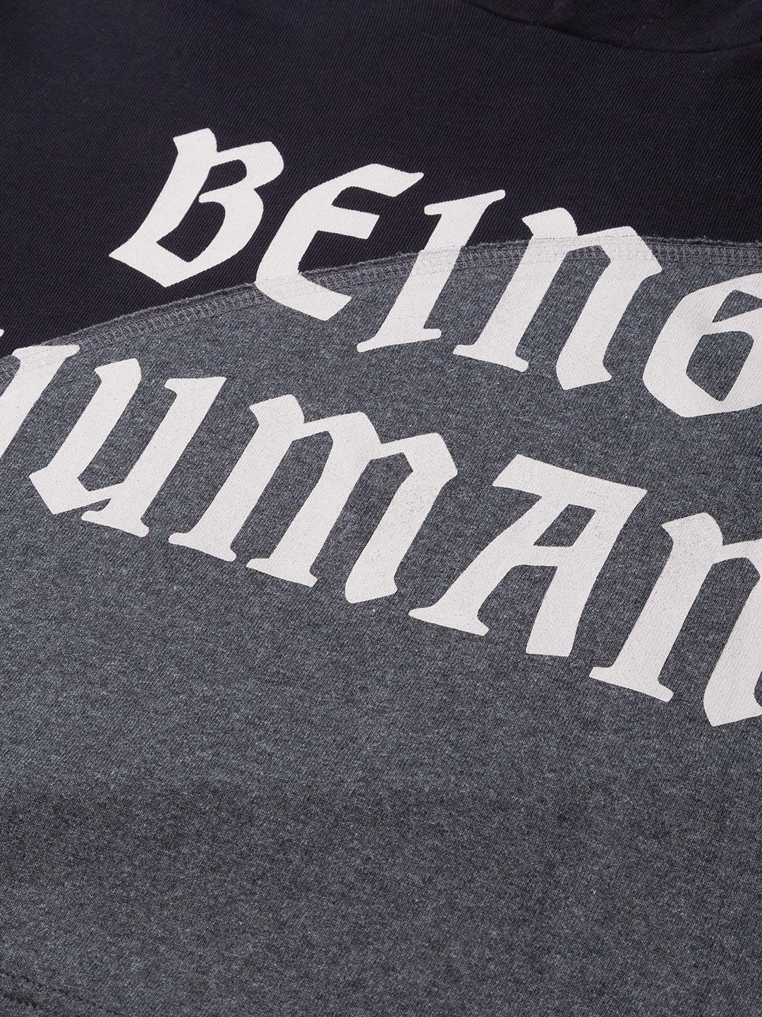 Being Human Men Black Printed Hooded Sweatshirt