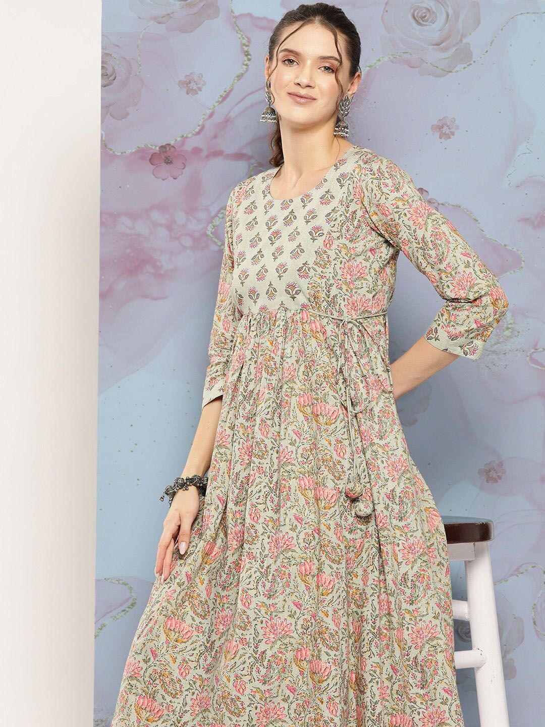 KALINI Women Floral Printed Regular Kurta with Trousers