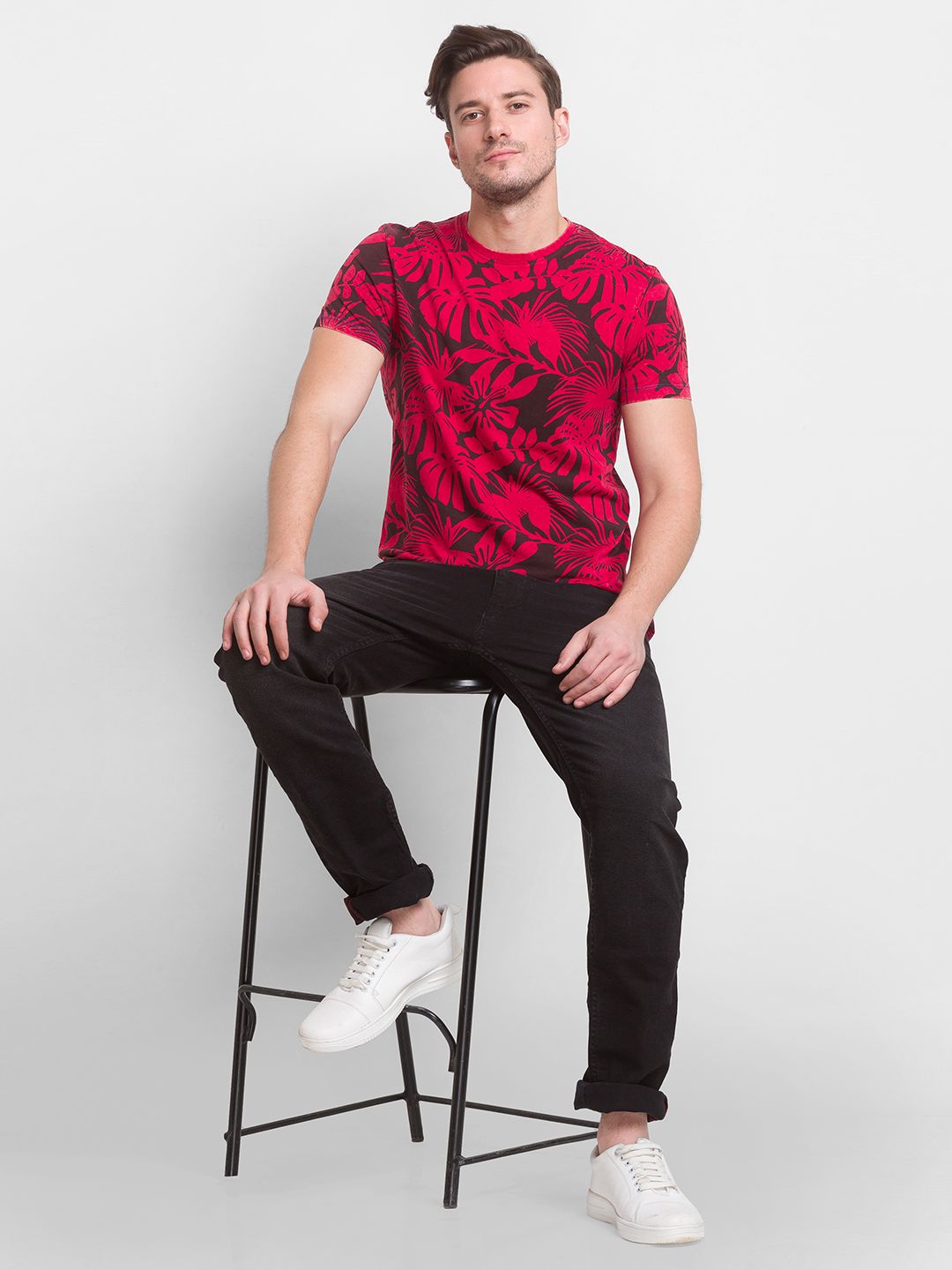 Being Human Men Red Printed Cotton  T-shirt