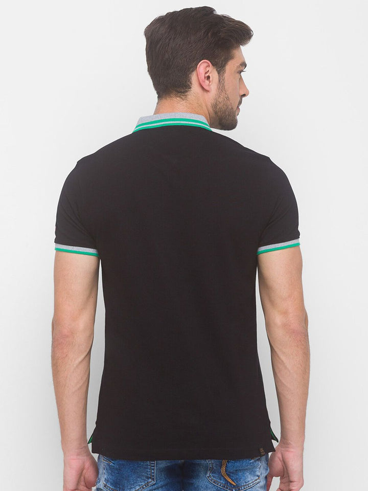 Being Human Men Black Pure Cotton Polo Collar T-shirt