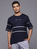 HRX by Hrithik Roshan Men Reflective Striped Relaxed Fit T-shirt