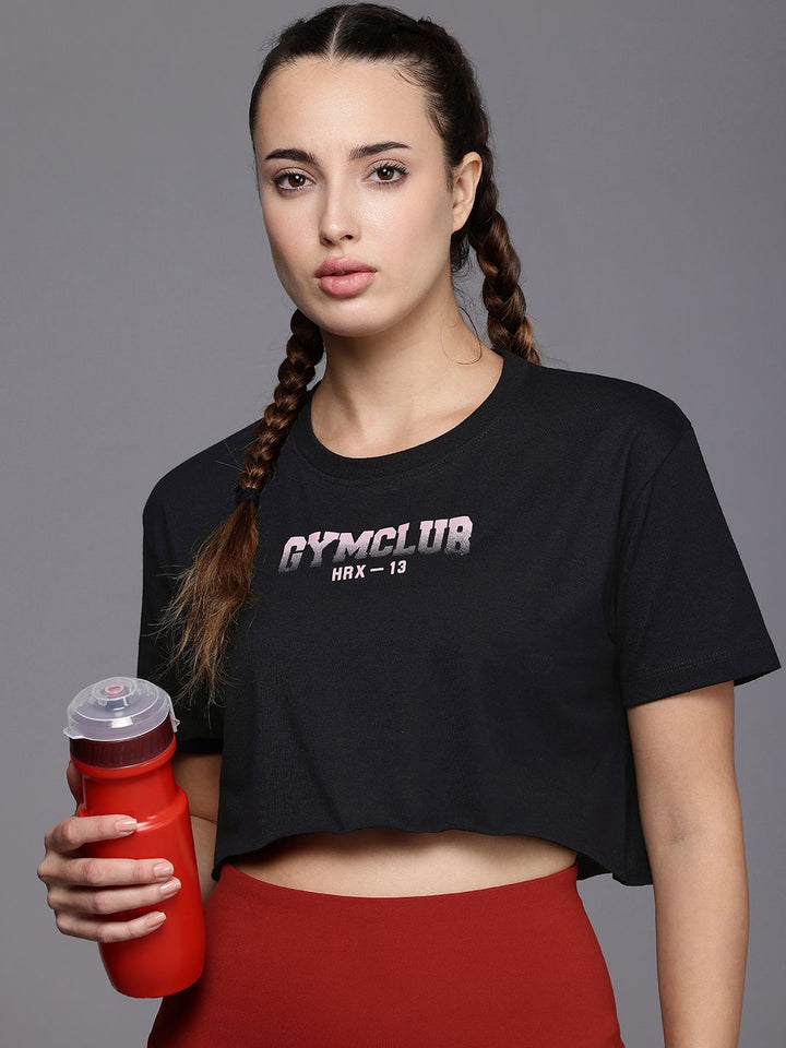 HRX by Hrithik Roshan IRONTRIBE Printed Drop-Shoulder Boxy Training Crop T-shirt