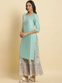 W Floral Embroidered Sequinned Straight Kurta