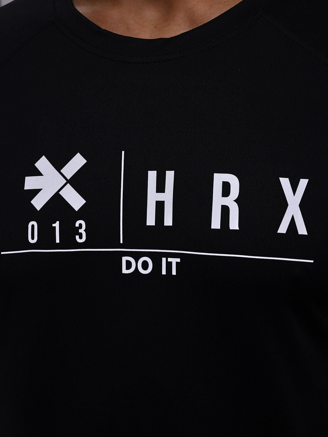 HRX by Hrithik Roshan Brand Logo Printed Raglan Sleeves Rapid-Dry Training T-shirt