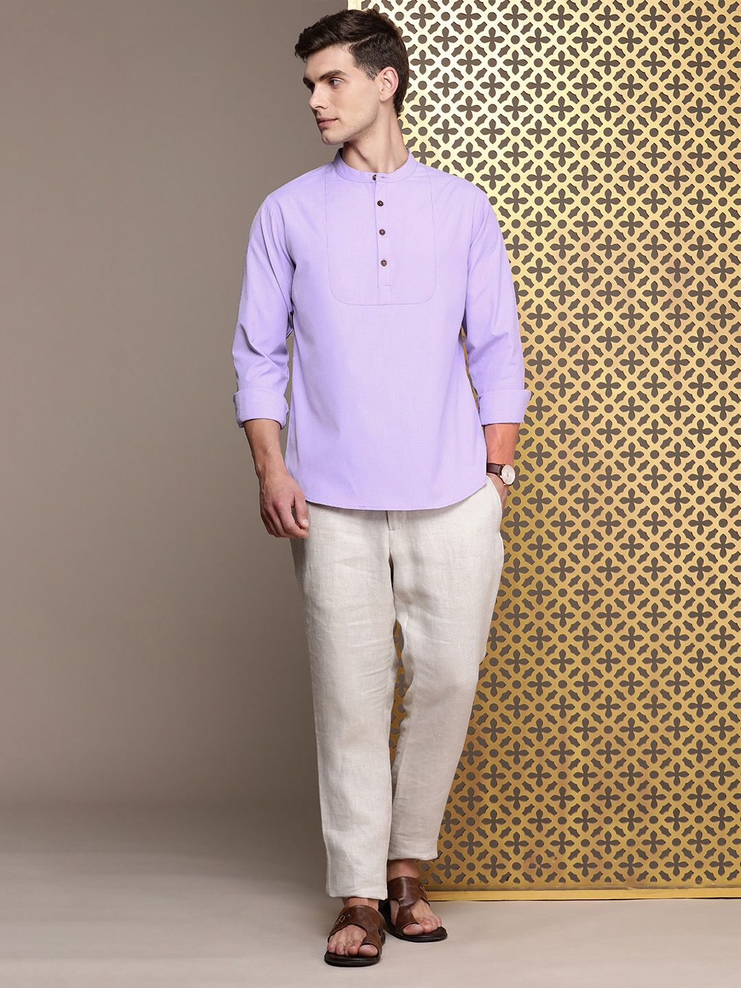 House of Pataudi Band Collar Rozana Kurta