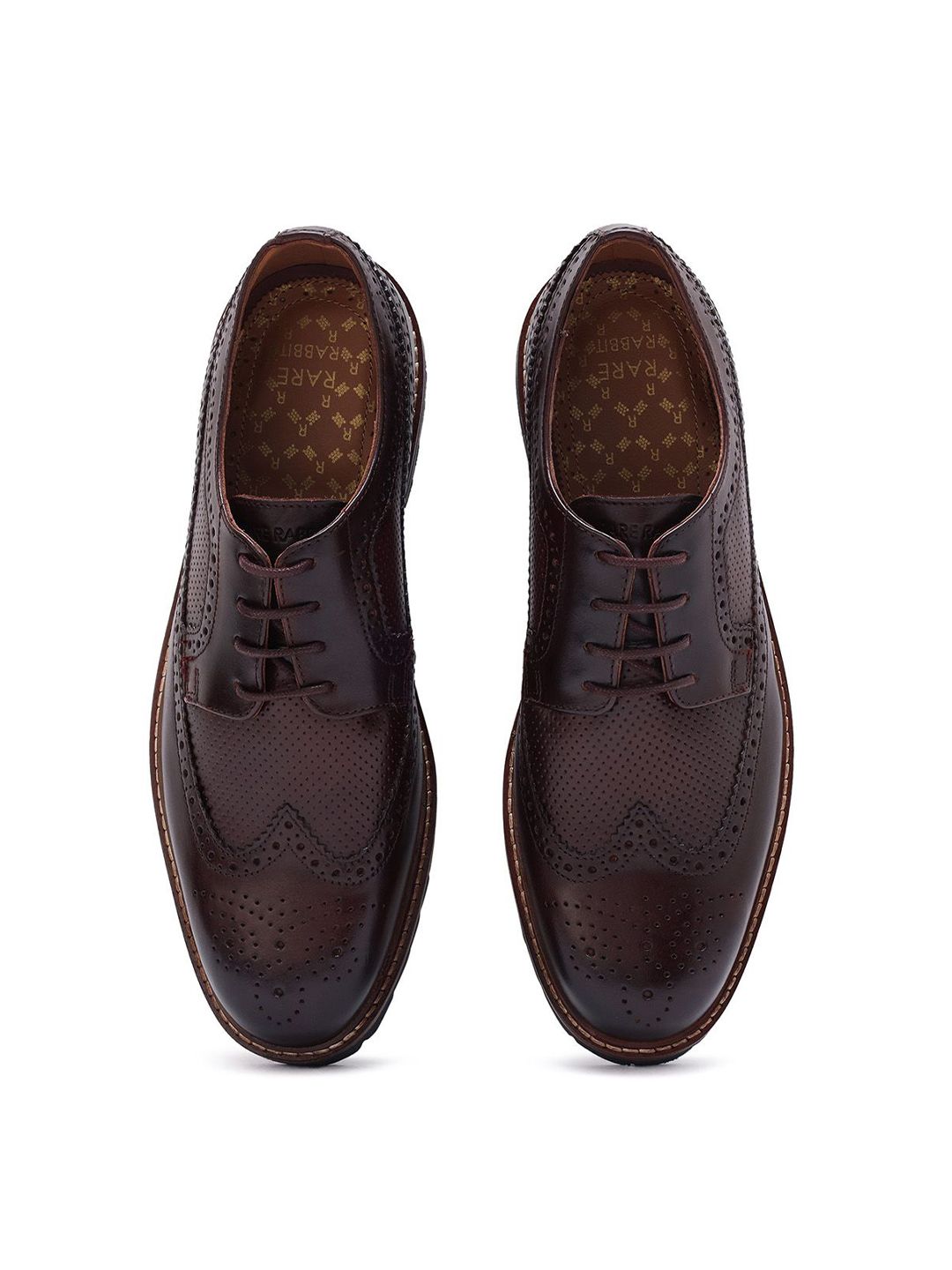 RARE RABBIT Men Textured Leather Formal Brogues