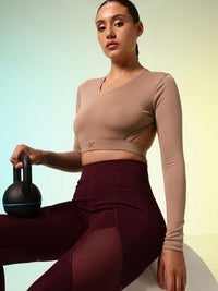 HRX by Hrithik Roshan ACTIVE-GODDESS Cut Outs Slim Fit Rapid Dry Training Crop T-shirt