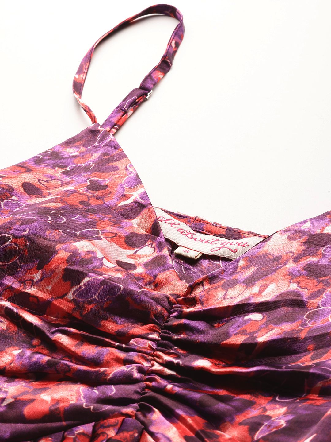 all about you Floral Print Accordion Pleated Ruched A-Line Dress