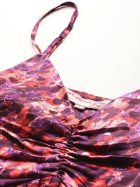 all about you Floral Print Accordion Pleated Ruched A-Line Dress