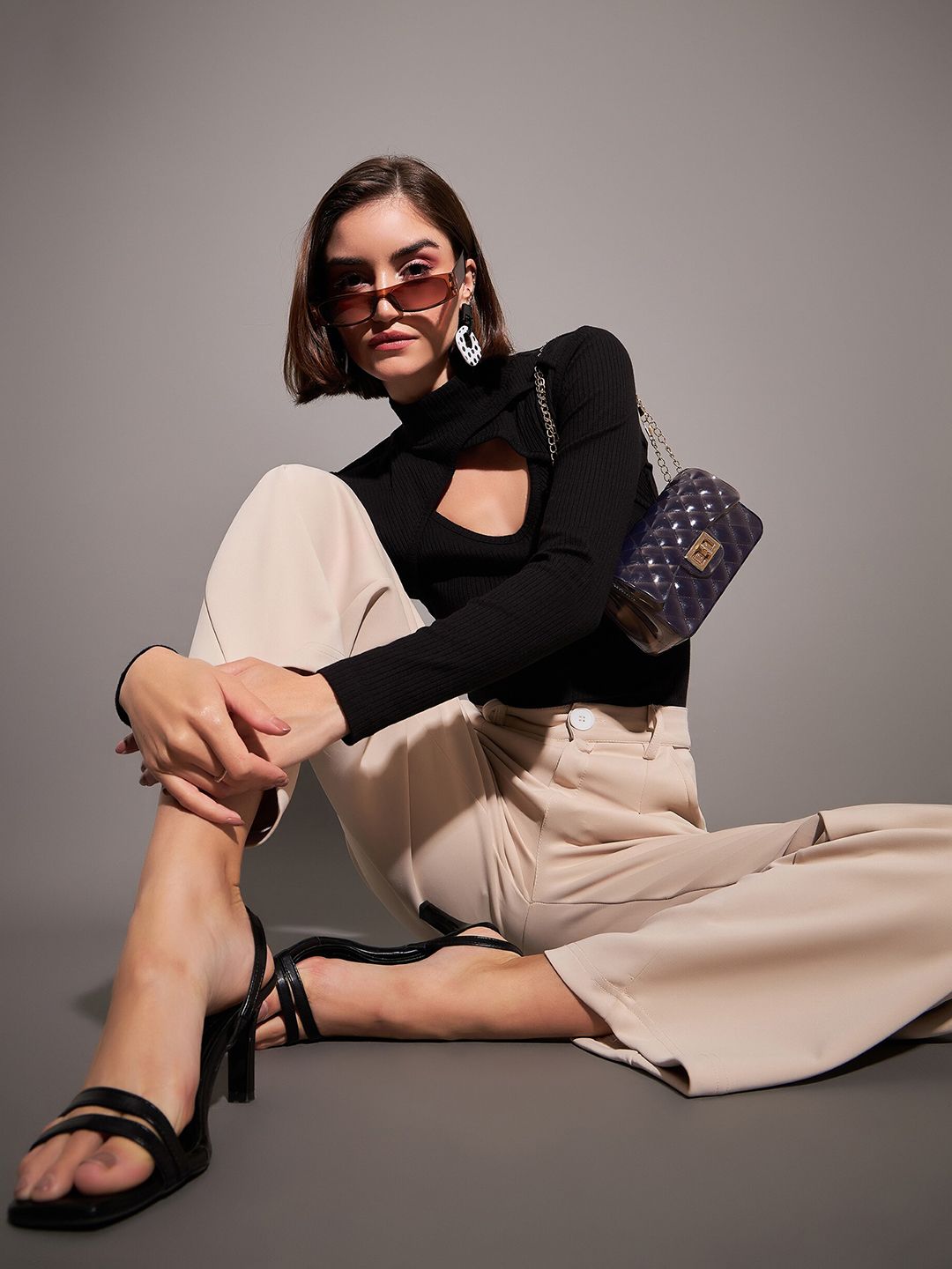 SASSAFRAS High Neck Cut Out Top