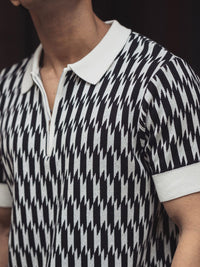 Powerlook Men Abstract Printed Polo Collar Pure Cotton T-shirt