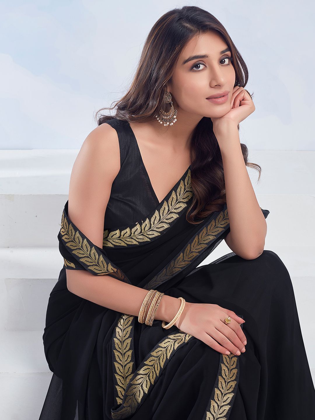 KALINI Woven Design Pure Georgette Saree