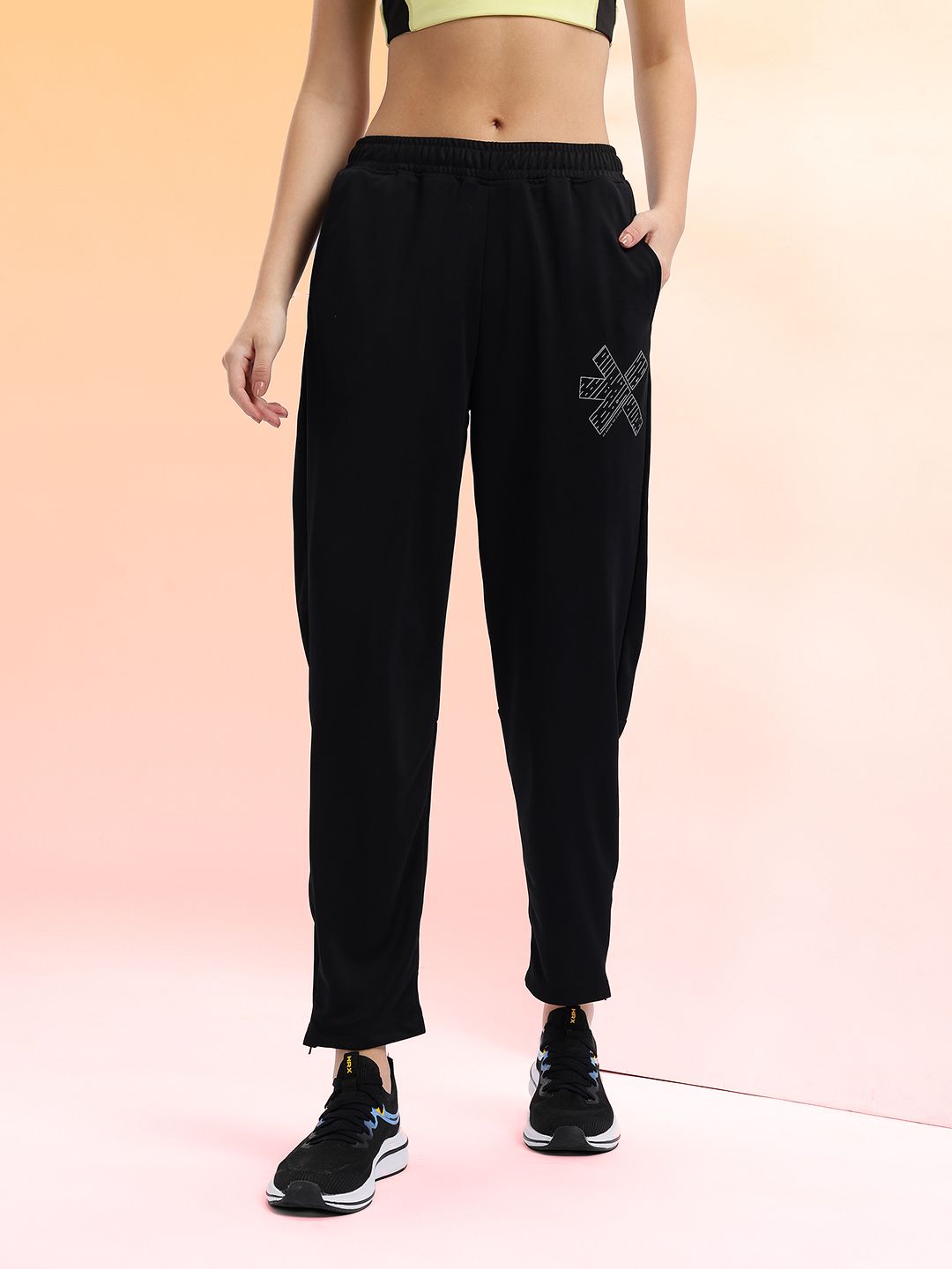 HRX by Hrithik Roshan Women Brand Logo Printed Rapid-Dry Cropped Running Track Pants