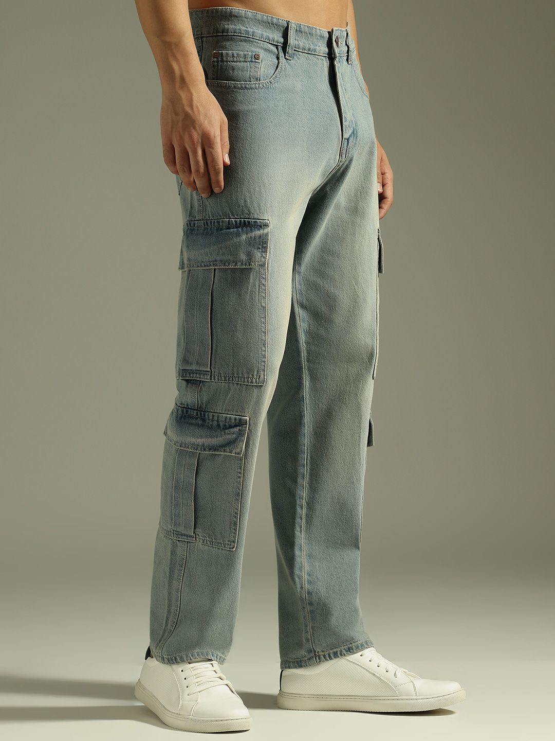 DENNISON Men Baggy Fit Korean Cargo Jeans