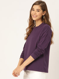 DressBerry Women Purple Solid Sweatshirt
