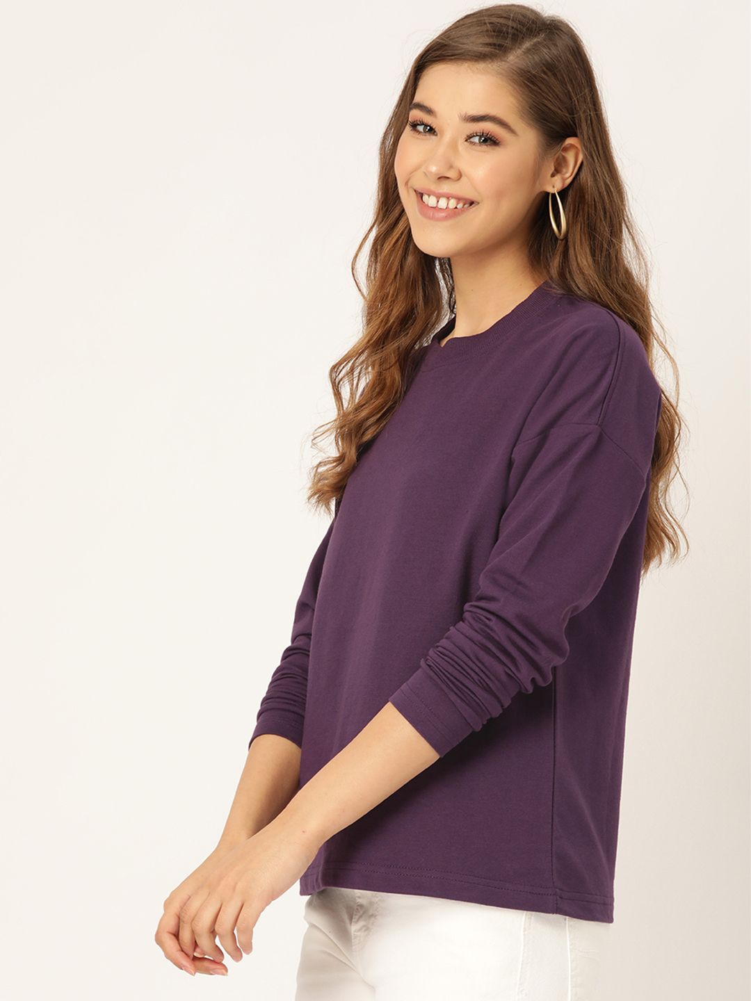 DressBerry Women Purple Solid Sweatshirt
