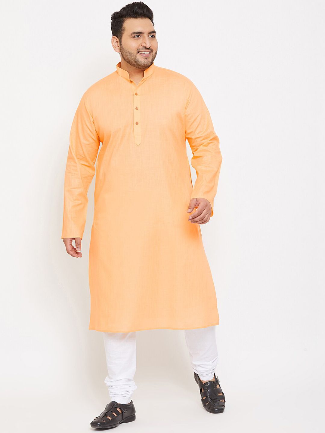 VASTRAMAY Men Orange Cotton Kurta