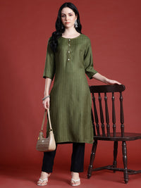 Anouk Striped Sequined Straight Kurta