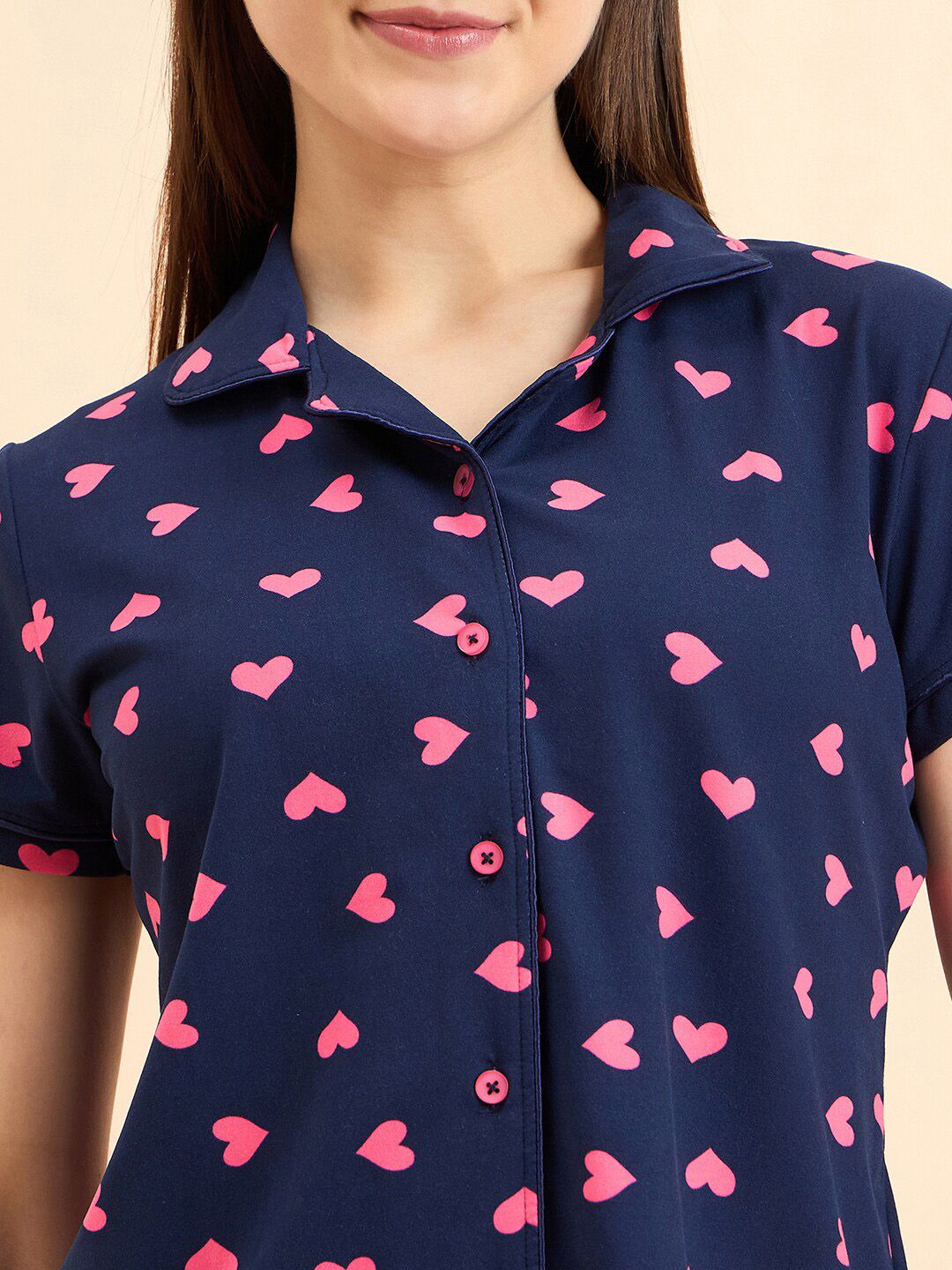 Sweet Dreams Navy Blue Printed Night suit