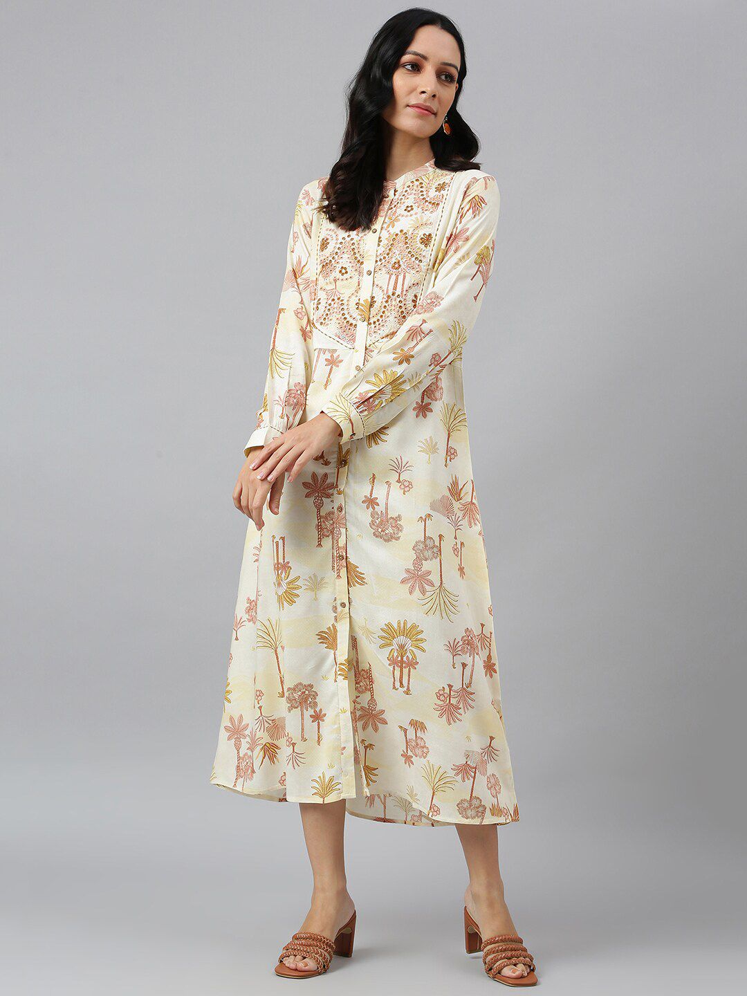 W Floral A-Line Midi Dress