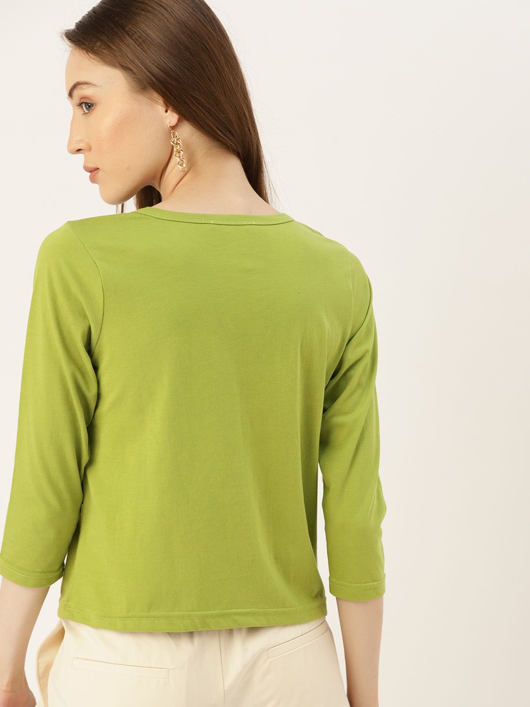 DressBerry Women Green Solid T-shirt