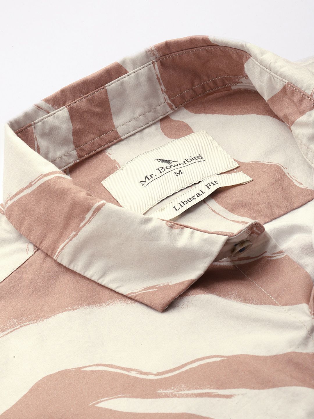 Mr Bowerbird Men Brown & Off-White Liberal Fit Printed Casual Shirt
