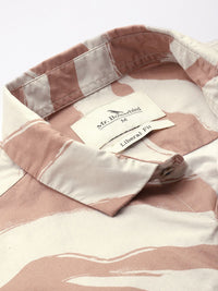 Mr Bowerbird Men Brown & Off-White Liberal Fit Printed Casual Shirt