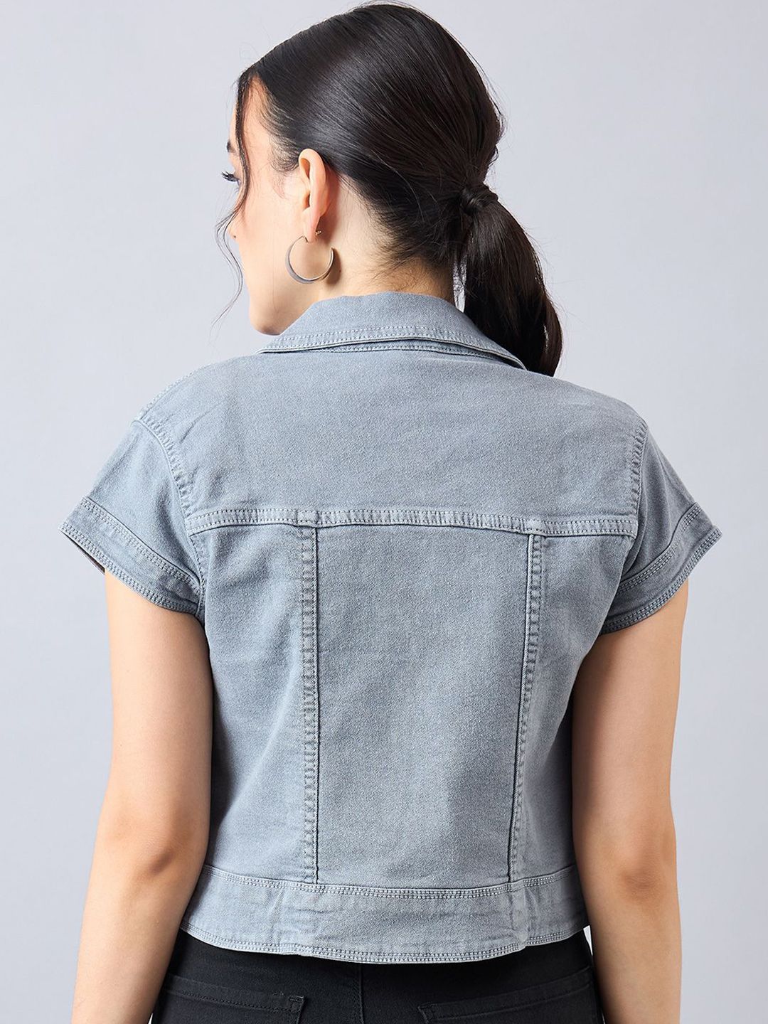 Style Quotient Paneled Cotton Denim Shrug