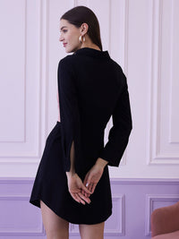 Athena Shirt Collar A-Line Party Mini Dress