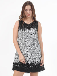 RAREISM Embellished Sleeveless A-Line Mini Party Dress
