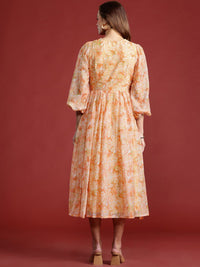 all about you Floral Print Puff Sleeve A-Line Midi Dress