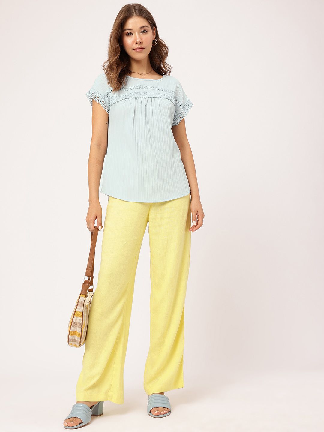 DressBerry Lacy Luxe Self-Striped A-Line Top