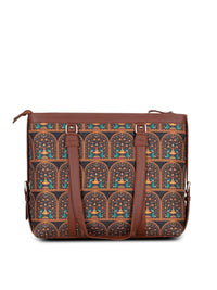 ZOUK Women Brown Ethnic Motifs Printed Structured Tote Bag