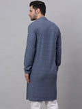 Jompers Men Grey Geometric Kurta