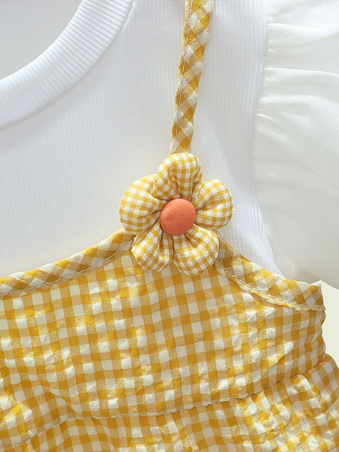 YK Girls Cotton Checked Pinafore Dress