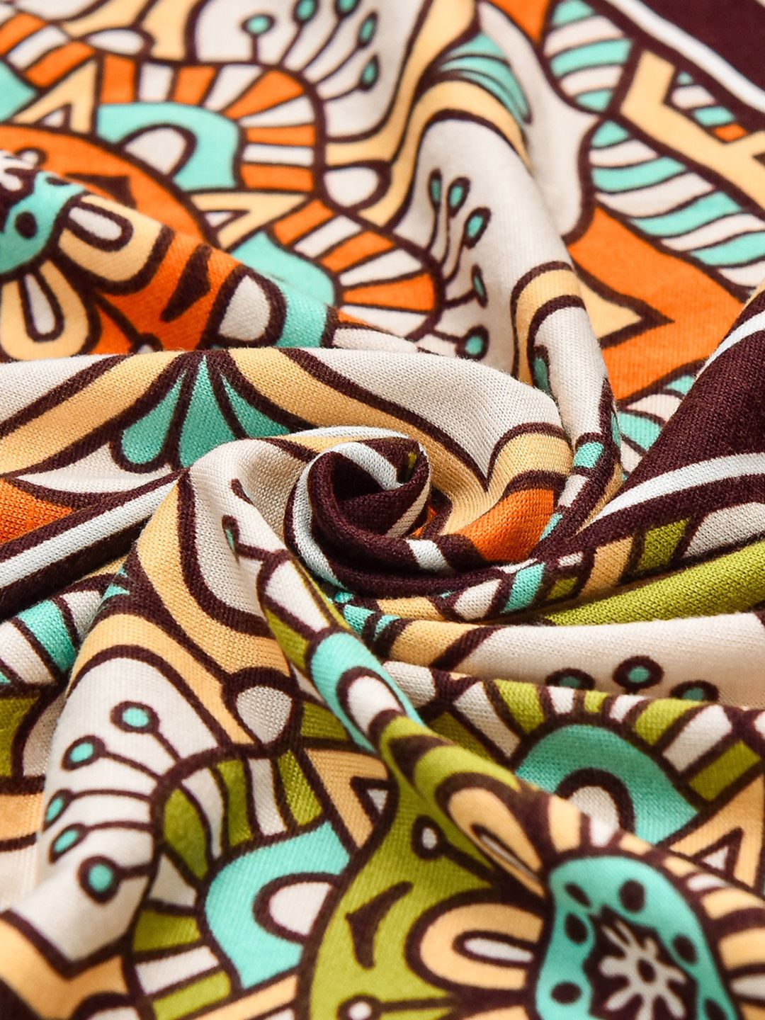 Story@home Orange & Yellow Printed 3 Seater Stretchable Sofa Cover With Arms